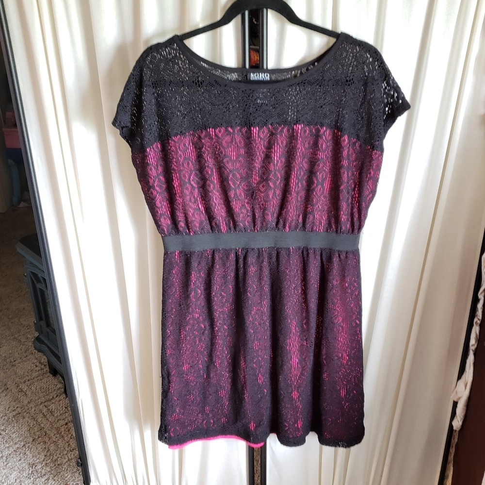 Soho size 16 lace pink and black plus size dress